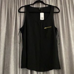Forever 21 Black chiffon tank with gold zipper